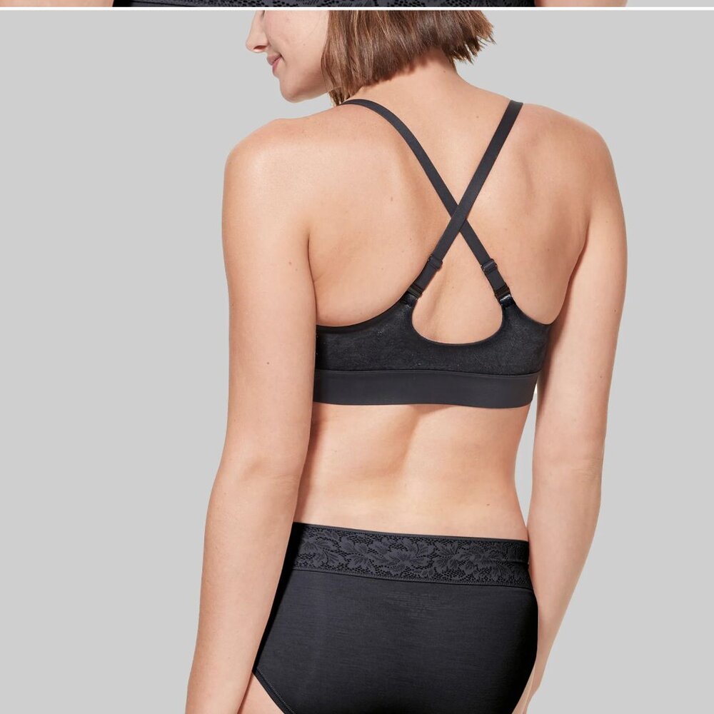 Tommy John Second Skin Comfort Lace Bralette - Black Lace / M (D-DD) - Picture 3 of 4